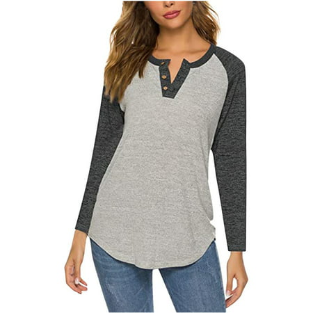 Sentmoom Fall Tops for Women  Fashion Slim Tee Shirt O Neck Temperament Loose Tee Tops Long Sleeves Soft Trendy Tee Tops Solid Oversized Tops Classic 