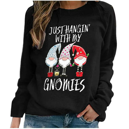 Sentmoom Fall Blouses for Women Trendy Polka Dots Printed Tee Tops Round Neck Comfy Relaxed Tees Long Sleeve Generic Casual Tee Tops Classic Loose Tun