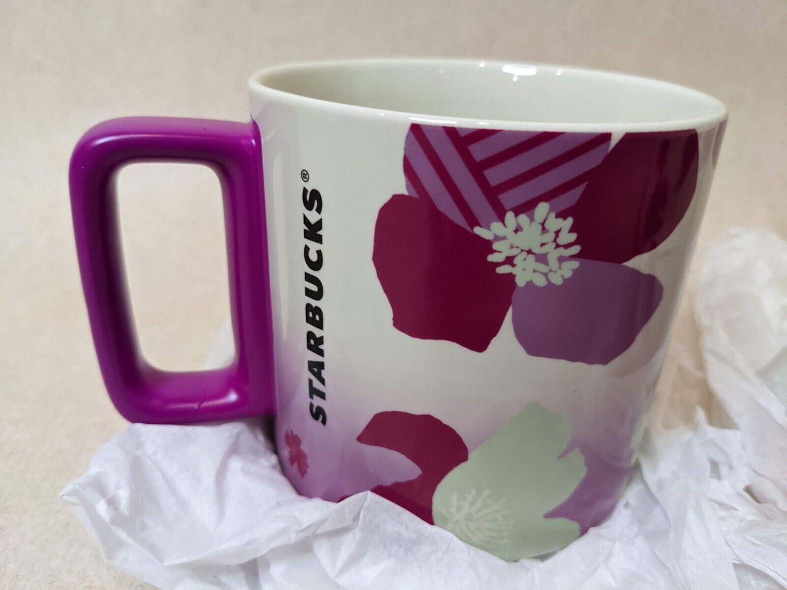 2 New Starbucks 2022 Pink Fuchsia Floral 12 Oz Ceramic Coffee Tea Mug Cup Brand thumbnail