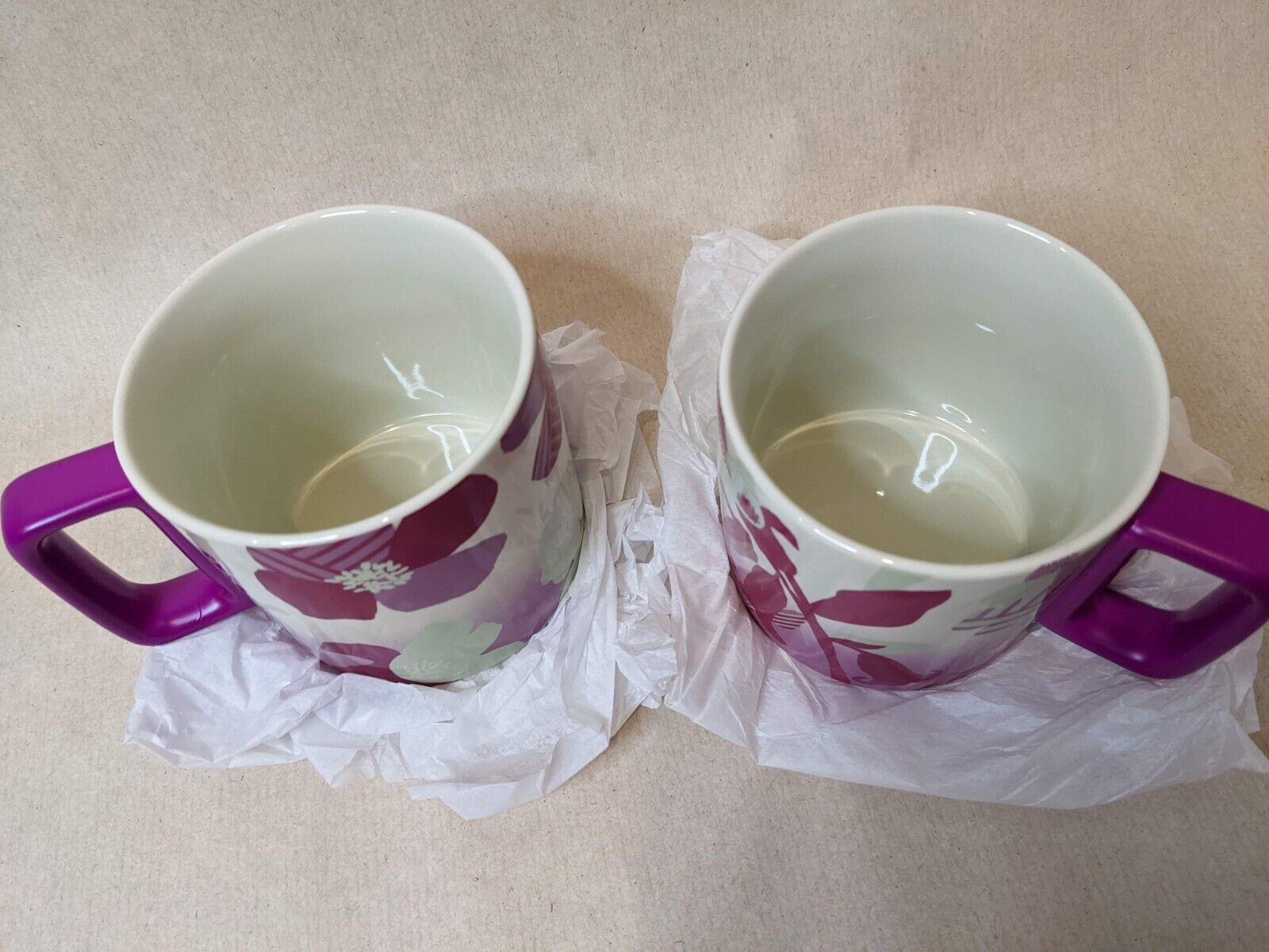 2 New Starbucks 2022 Pink Fuchsia Floral 12 Oz Ceramic Coffee Tea Mug Cup Brand thumbnail