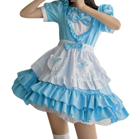 PhoneSoap Women S Fashion Maid Outfit Cute Maid Outfit Dress Set Mini Dress a-Line Sun Dress