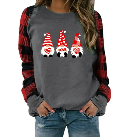 Tokmisa CO232 Fashion Woman Round Neck Long Sleeve Happy Valentine S Day Autumn Printing Blouse Tops Shirt #3252