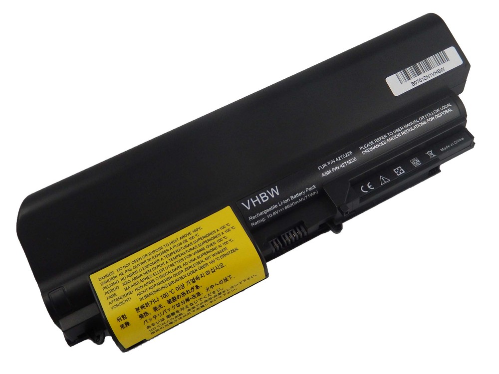 Vhbw Li-Ion Akku 6600mAh (10.8V) Für Notebook Laptop IBM ThinkPad R61 7743, R61 7744, R61 7751, R61
