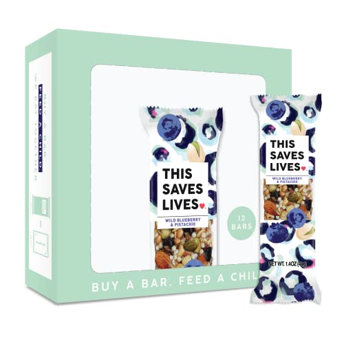 Gluten Free Healthy Granola Snack Bar, Wild Blueberry Pistachio, 12 Bars, 1.4 Oz; Breakfast Bars By This Saves Lives