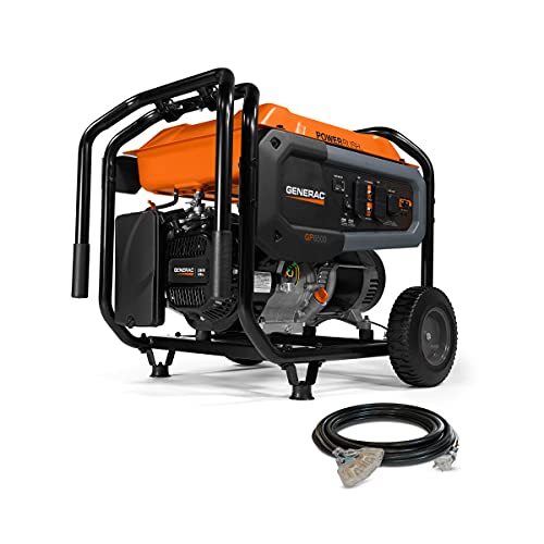 Generac 7681 GP6500 6500 Watt Manual Start Gas Powered Portable Generator with Cord - 49 ST/CSA