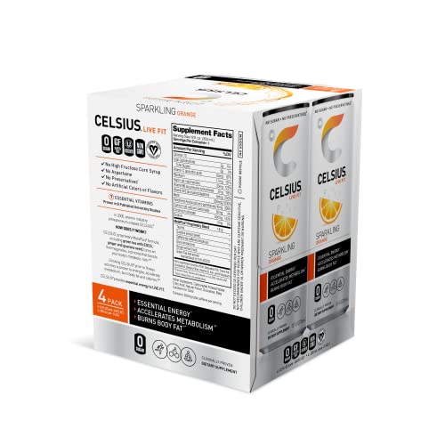 CELSIUS Sparkling Orange, Functional Essential Energy Drink 12 Fl Oz (Pack of 24) thumbnail