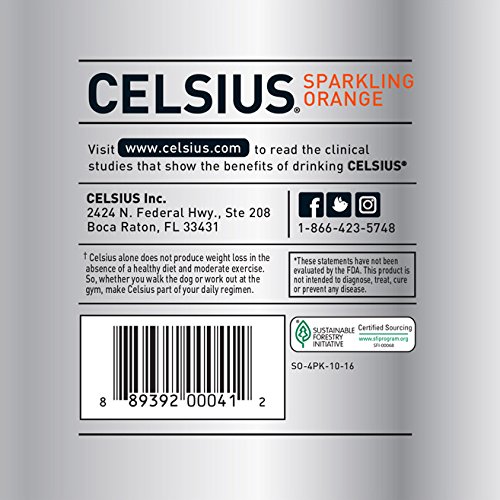 CELSIUS Sparkling Orange, Functional Essential Energy Drink 12 Fl Oz (Pack of 24) thumbnail