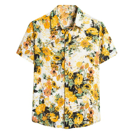 Miximx Men S Cardigan Short Sleeve Hawaiian Beach Flower Shirt Men S Turtleneck Shirt - Gifts for Women Men S Cardigan Short a-a#29363 Winter Clothes 
