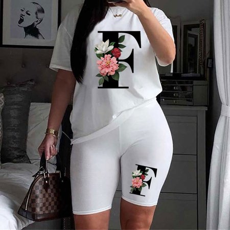 Tokmisa Women S Fashion Sexy Summer Two-piece Loose Casual T-shirt Shorts Hot Pants Set 2289 Fashion