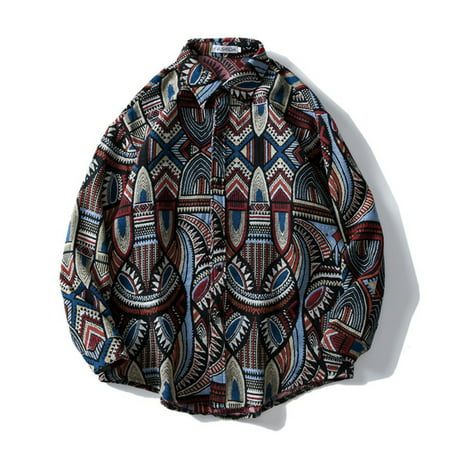 Fiudx Men S Fashion Outdoor Spring and Autumn Outdoor Ethnic Geometric Print Jacket 1136