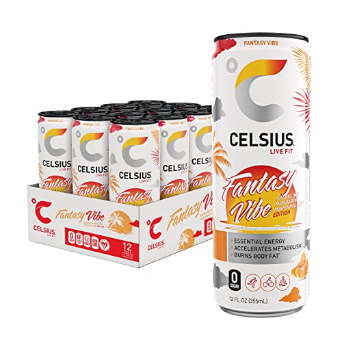 CELSIUS Sparkling Fantasy Vibe  Functional Essential Energy Drink 12 Fl Oz Can (Pack of 12)