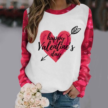 Tokmisa CO419 Valentine S Day Shirts for Women Crewneck Graphic Sweatshirts Heart Love Pullover Casual Long Sleeve Gift Tops Blouse Shirt #3439