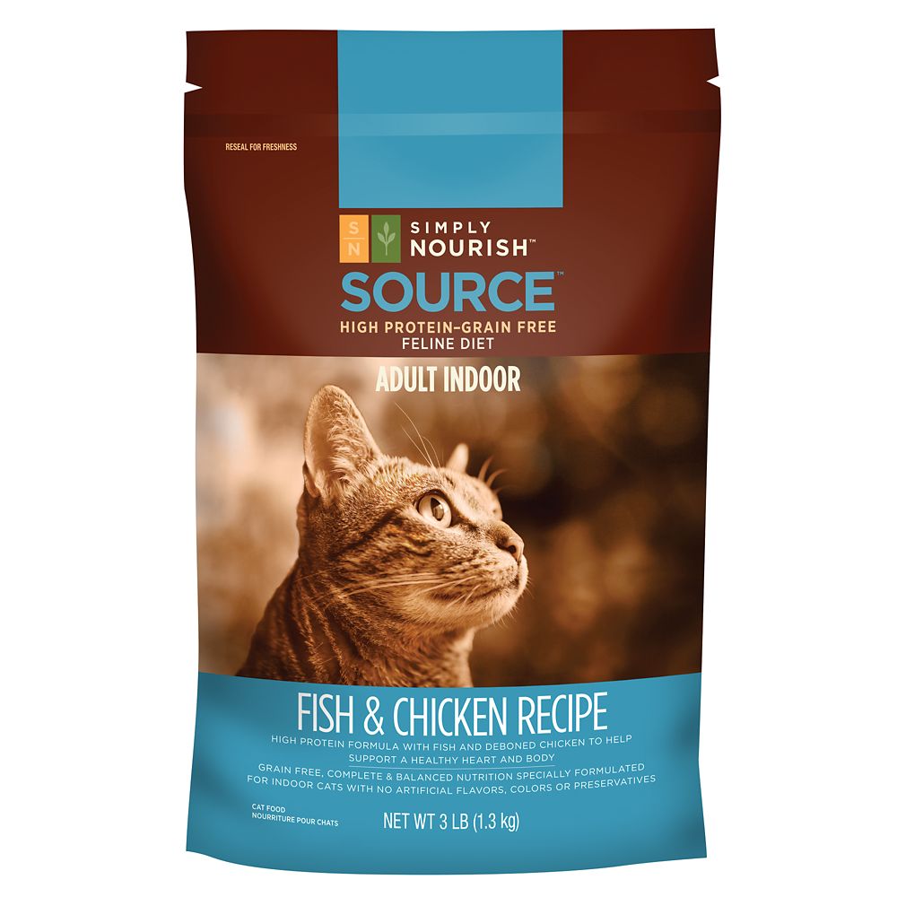 Simply Nourish, Source Indoor Adult Cat Food - Natural, Grain Free, Fish and Chicken Size: 3 Lb
