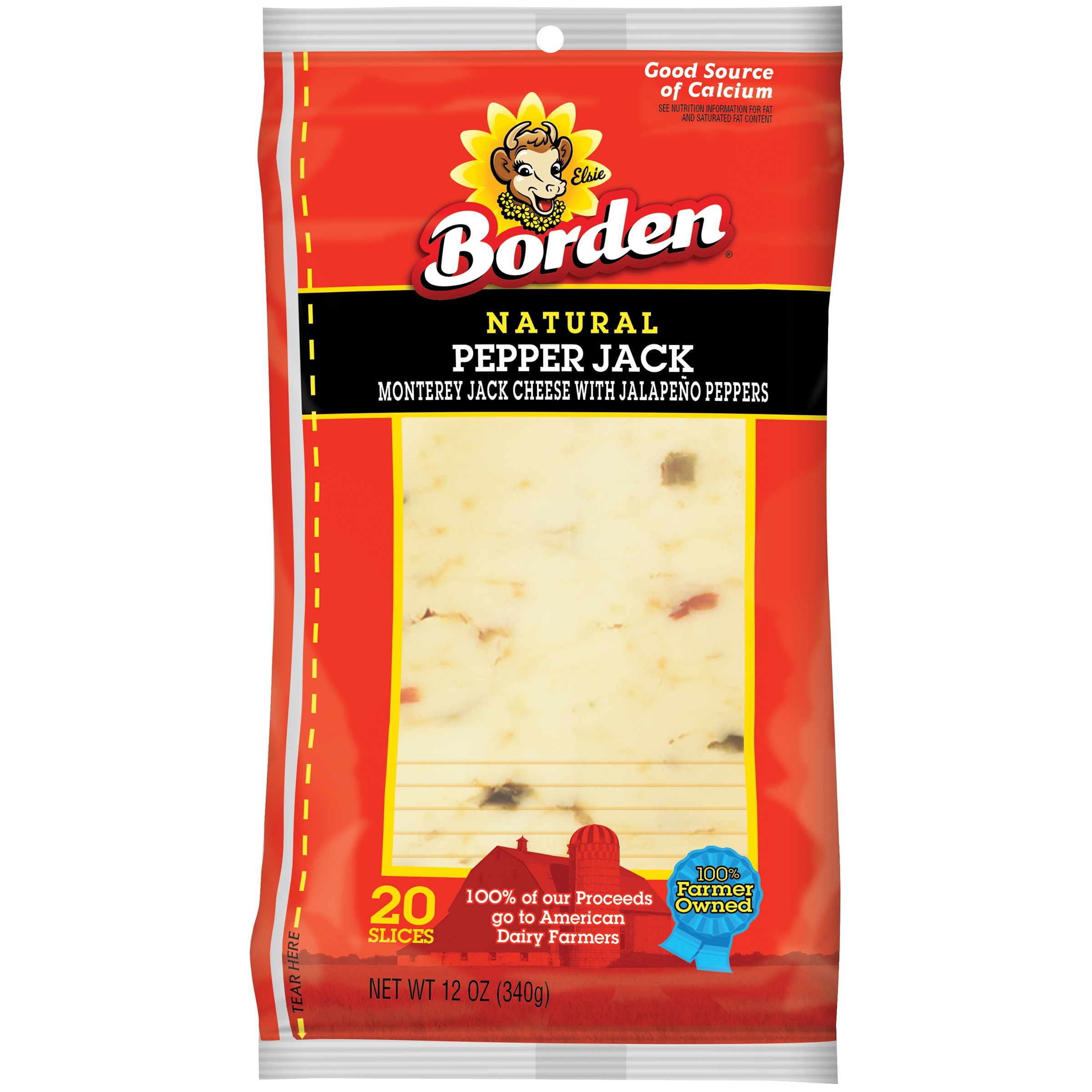 Borden® Natural Pepper Jack Cheese Slices 20 Ct Pack