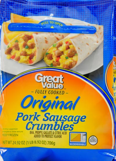 Great Value Original Pork Sausage Crumbles, 24.92 Oz