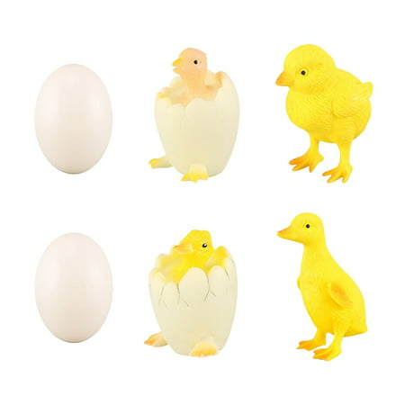 T*5513Simulation Poultry Chicken Ducks Model Ornaments 4 Sets + 2 Eggsp*5513 DK8