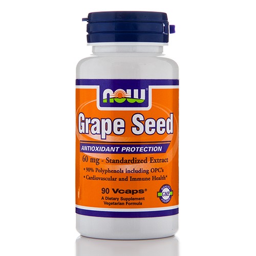 Grape Seed 60 Mg - 90 Vegetarian Capsules Yeast Free by Now Foods