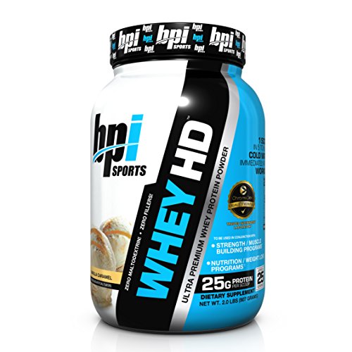 BPI Sports Whey-HD Ultra Premium Whey Protein Powder, Vanilla Caramel, 2 Pound