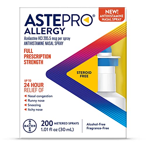 Astepro Allergy Nasal Spray, 24-Hour Allergy Relief, Steroid-Free Antihistamine, 200 Metered Sprays (1 Bottle)
