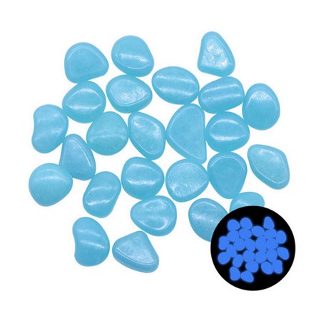 100pcs Glow in the Dark Garden Pebbles for Outdoor Deco Glowing Water for Fish Tank Gravel for Backyard Walkway Paths or Driveways Blue