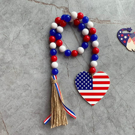 Usupdd Independence Day Pendant Decoration Wooden Bead Garland Tassel Hanging String Usupdd 2022 New Product WAA220906-7668
