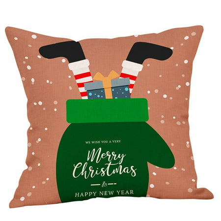 Miximx Santa Claus Linen Christmas Pillow Case Sofa Car Cushion Cover Home Decor - Gifts Ltz Miximx Santa Claus Linen a-a#9764