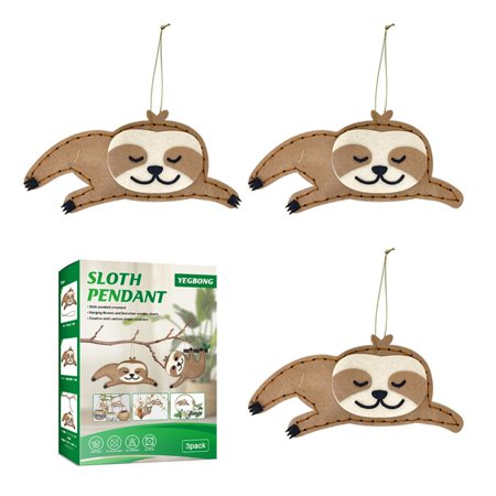 Sloth Pendants Set Sloth Craft Sewing Kit Jungle Animal DIY Crafts Garden Tree Potted Plant Bedside Decoration Pendants Kids Gift