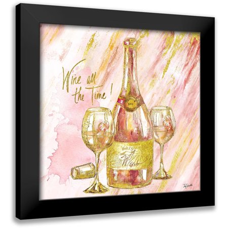 Tre Sorelle Studios 20x20 Black Modern Framed Museum Art Print Titled - Rose All Day I (Wine All the Time)