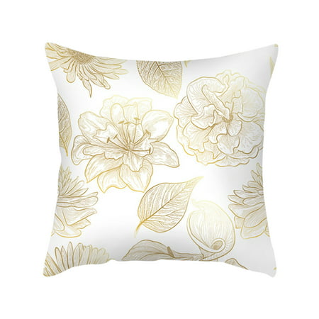 Zpj3#7681 Golden Leaves Throw Pillow Covers Velvet Flannel Square Pillow Cushion for Sofa Z#7681 BB1