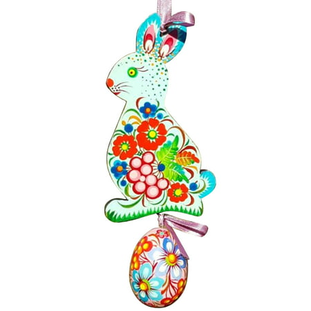 Zpjjj4#4719 Wooden Hanging Easter Tree Decoration -Laser Cut -Egg Rabbits Bunny Cute Craft P#4719 CS9