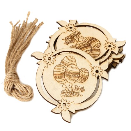 Usupdd New Easter Home Decoration DIY Wood Hollow Chip Small Pendant Handicraft 10pcs Usupdd WAA220817-5325