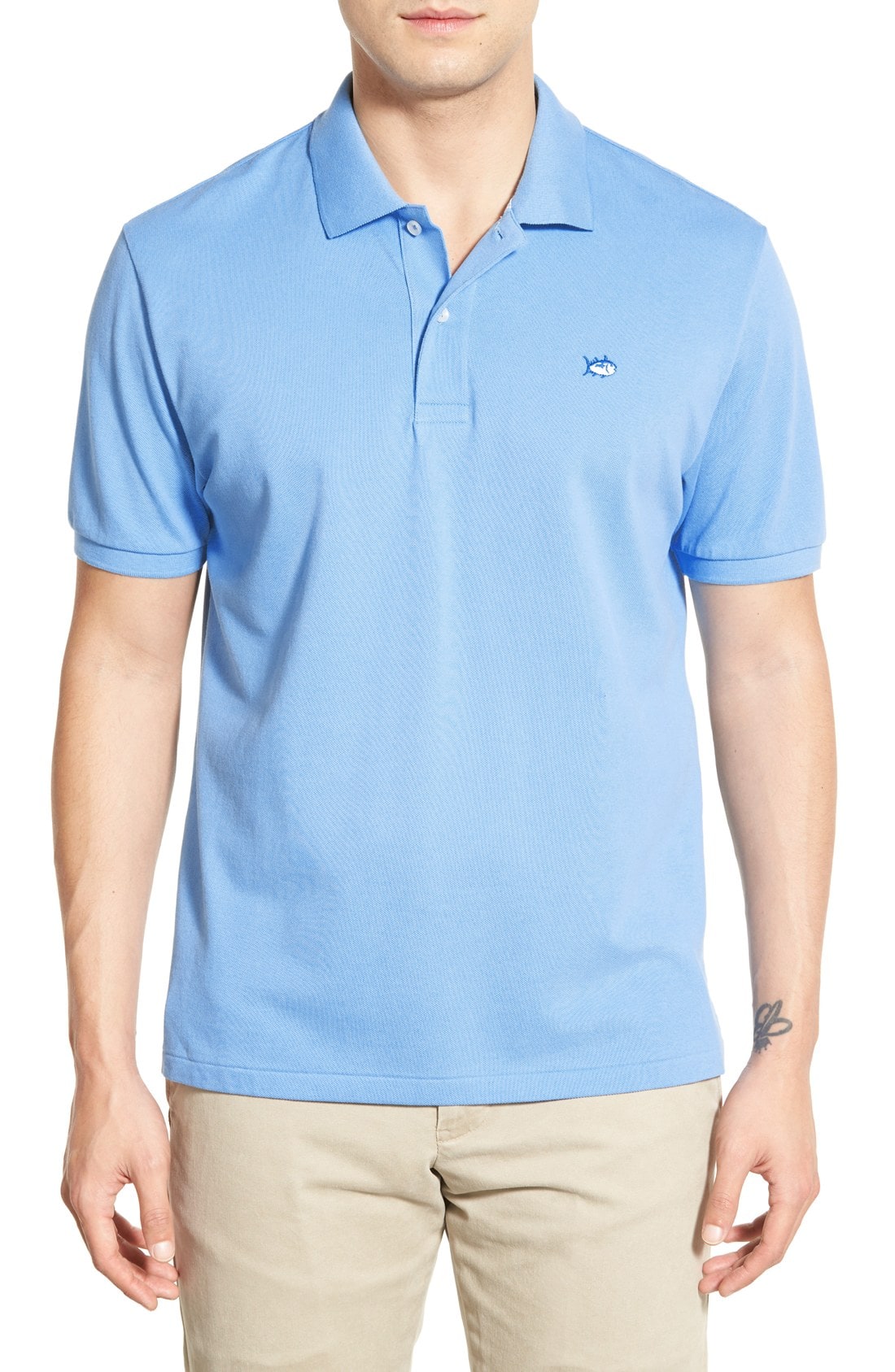 Southern Tide Skipjack Micro Pique Stretch Cotton Polo, Size Medium in Ocean Channel at Nordstrom