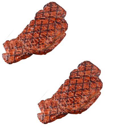 2 Pcs Simulated Food Steak  Artificial Realistic Steak Fake Cooked Roast Beef Model  Home Kitchen Cabinet Desk Shop Party Decoration Sample Display Ph