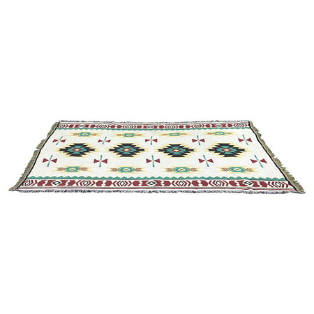 MIANHT Self-Driving Ethnic Style Thick Tent Sofa Blanket with Fringe Design  Square Picnic Rug 59x35 Inch Multicolor AA-*1455