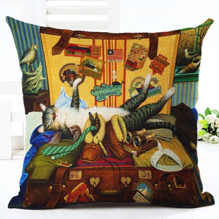 1PC Cute Cat Printing Pillowcase Cushion Cover Vintage Style Retro Style Cats 34ZNQ16A#2292 2022 New 1PC Cute Cat