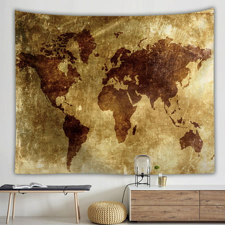 Vintage World Map Wall Tapestries Hanging Hippie Tapestry Bedspread Yoga Mat New - 2022 New Vintage World Map 812-B#9657