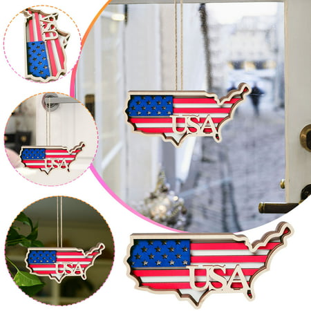 Usupdd American Independence Day Pendant Wooden Craft Map Holiday Home Creative Decoration Pendant Usupdd WANG220811-4804