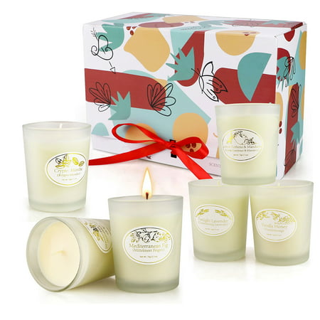Xiaowenjing Scented Candles Gift Set  6 Natural Soy Wax Aromatherapy Candle with Essential Oil for Stress Relief  Smoke-Free Strong Fragrance Long Las