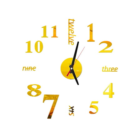 Usupdd Acrylic Modern DIY Wall Clock 3D Mirror Surface Sticker Home Office Decor WAA220811-8306