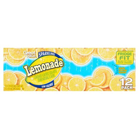 Great Value Sparkling Lemonade Flavored Soda, 12 Fl Oz, 12 Cans Image