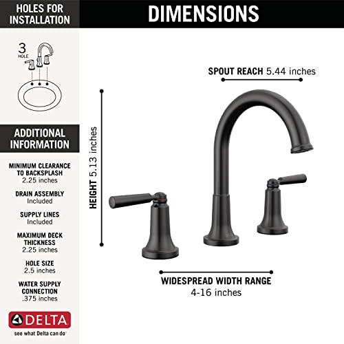Delta 3535-Mpu-Dst Saylor 1.2 GPM Widespread Bathroom Faucet - Black thumbnail