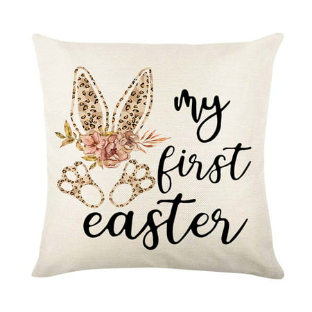 Usupdd Easter Linen Cushion Cover Leopard Bunny Cushion Cover Living Room Decor Cushion CoverUsupdd WBB220811-6678