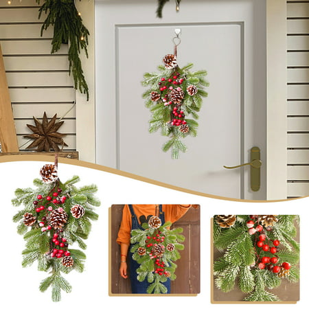 Usupdd Christmas Rattan Upside Down Tree Wall Hanging Door Hanging Restaurant DecorationUsupdd WBB220811-6051