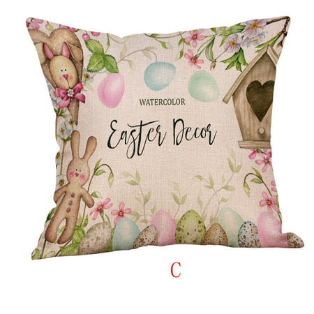 Happy Easter Bunny Pillow Cover Linen Sofa Cushion Cover Home Decor Pillow Case 08HWC15A#4888 2022 the Hot Happy Easter Bunny
