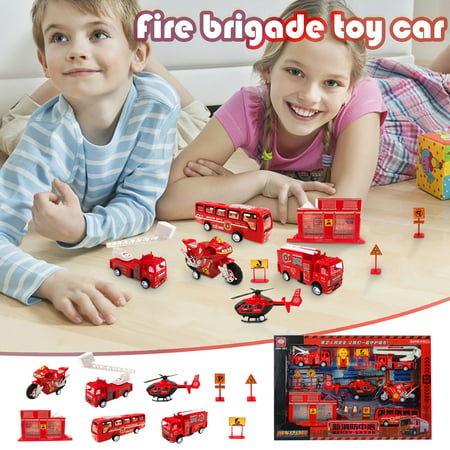 DDgui New Upgraded Fire Engines  Equipped with Extension Ladders  Motorcycles  Signs  Toys for Children Aged 3 and Above DDgui LAA220926-6990