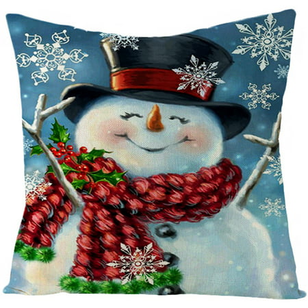 Christmas Cotton Linen Sofa Car Home Waist Cushion Cover Throw Pillow Case 45*45 08HWC15A#2518 2022 the Hot Christmas Cotton Linen