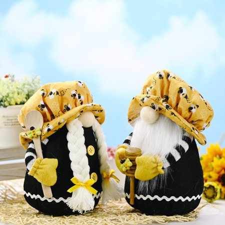 Chef Elf Dwarf Bee Festival Gnome Doll Handmade Rudolph Faceless Doll Plush Gnomes Doll Swedish Tomte Dolls Ornament for Spring Valentine Bee Festival