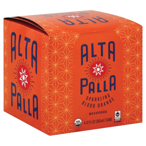 Alta Palla Organic Sparking Fruit Juice, Blood Orange - 12 Fl Oz, 4 Ct (Pack of 6)