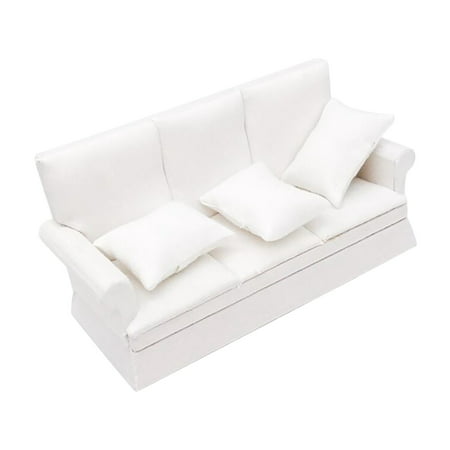 Usupdd 1:12 Mini Doll House Living Room Kitchen Decoration Sofa with Three Pillows Usupdd WEE220816-7668