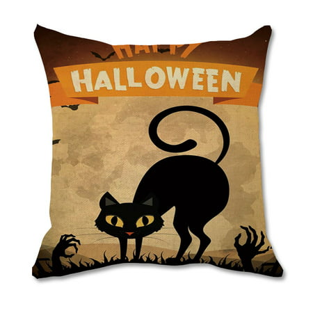 Usupdd New Happy Halloween Pumpkin Bat Witch Linen Pillow Case Pumpkin Cushion Cover Usupdd WBB220817-4973